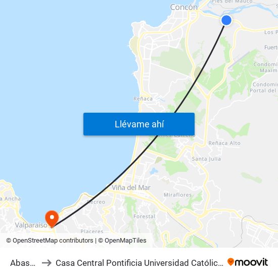 Abastible to Casa Central Pontificia Universidad Católica De Valparaíso map