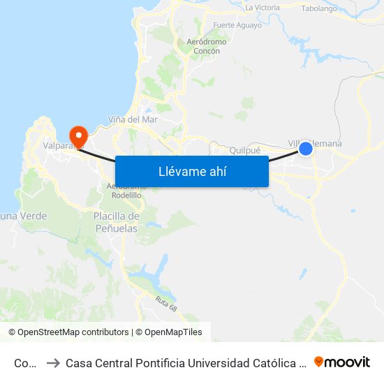 Copec to Casa Central Pontificia Universidad Católica De Valparaíso map