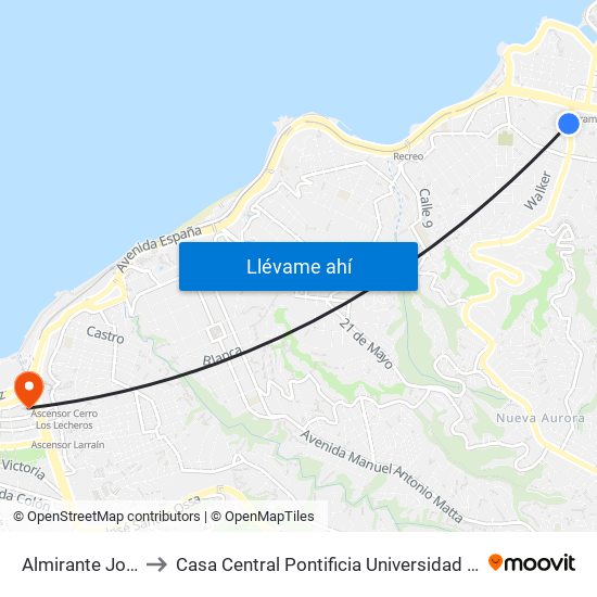 Almirante Jouanne, 80 to Casa Central Pontificia Universidad Católica De Valparaíso map