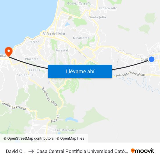 David Cortes to Casa Central Pontificia Universidad Católica De Valparaíso map