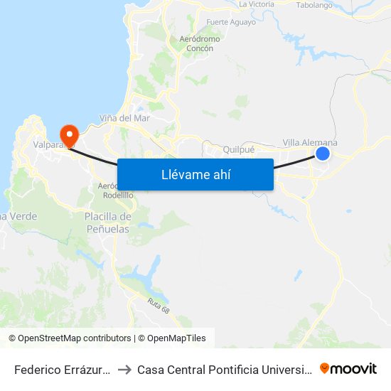 Federico Errázuriz - Cien Águilas to Casa Central Pontificia Universidad Católica De Valparaíso map