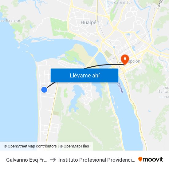 Galvarino Esq Fresia to Instituto Profesional Providencia (Ipp) map