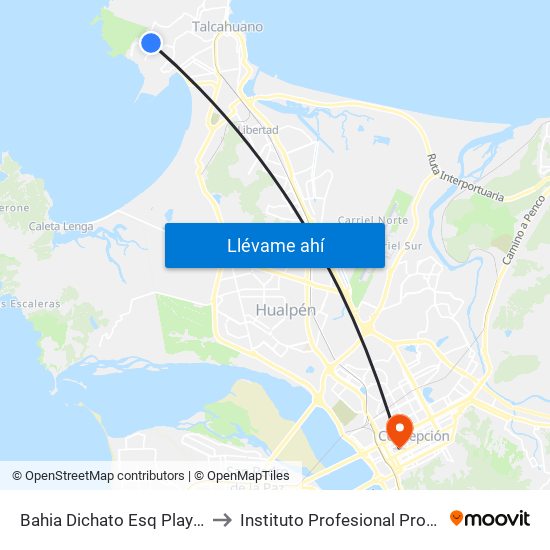Bahia Dichato Esq Playa El Huevillo to Instituto Profesional Providencia (Ipp) map