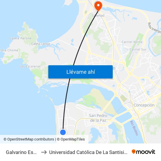 Galvarino Esq Fresia to Universidad Católica De La Santísima Concepción map