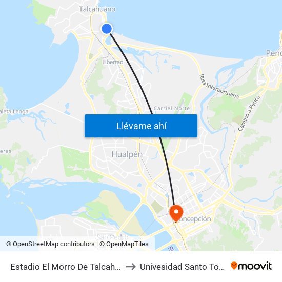 Estadio El Morro De Talcahuano to Univesidad Santo Tomás map
