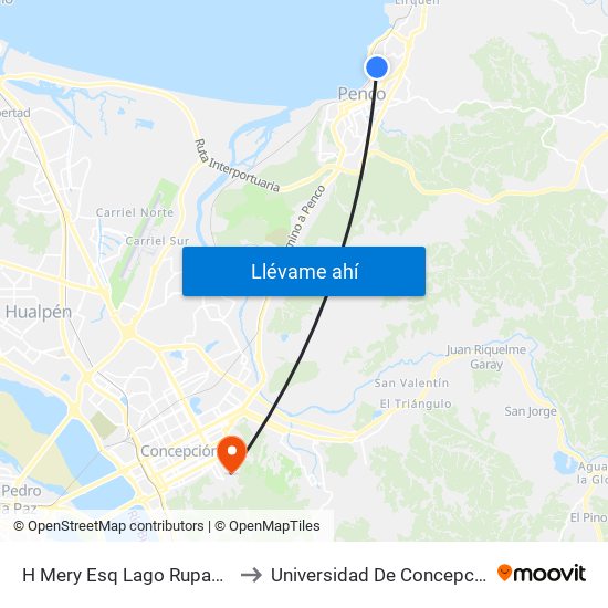 H Mery Esq Lago Rupanco to Universidad De Concepción map