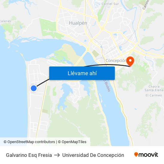 Galvarino Esq Fresia to Universidad De Concepción map