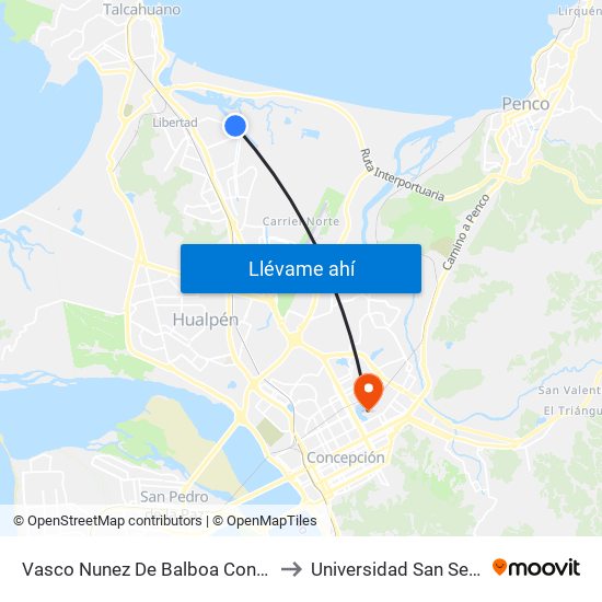 Vasco Nunez De Balboa Con Calle Uno to Universidad San Sebastián map