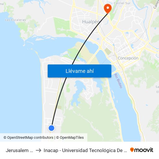 Jerusalem 15 to Inacap - Universidad Tecnológica De Chile map