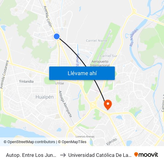 Autop. Entre Los Juncos Y Los Gladiolos to Universidad Católica De La Santísima Concepción map