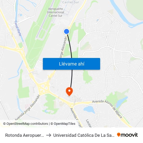 Rotonda Aeropuerto Carriel Sur to Universidad Católica De La Santísima Concepción map