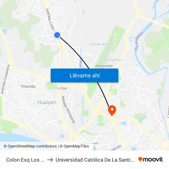 Colon Esq Los Geranios to Universidad Católica De La Santísima Concepción map