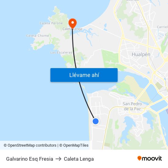 Galvarino Esq Fresia to Caleta Lenga map