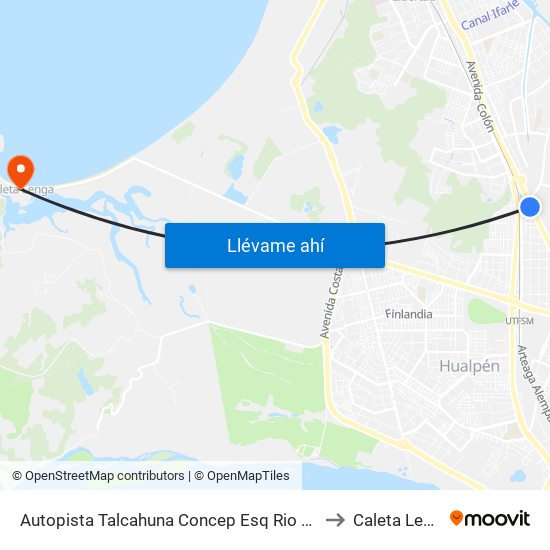 Autopista Talcahuna Concep Esq Rio Lenga to Caleta Lenga map