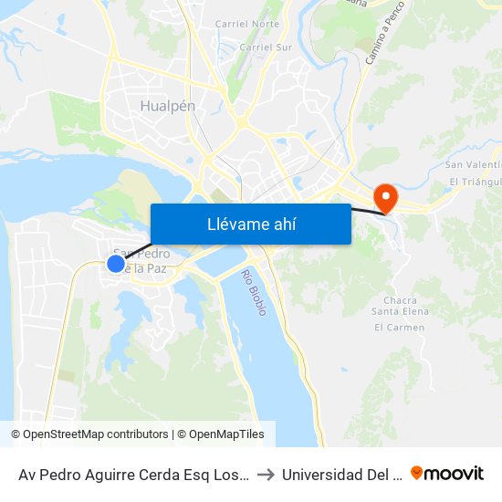 Av Pedro Aguirre Cerda Esq Los Claveles  Sur to Universidad Del Bío-Bío map