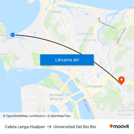 Caleta Lenga  Hualpen to Universidad Del Bío-Bío map