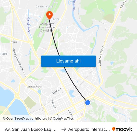 Av. San Juan Bosco Esq Colegio Salesiano Concepcion to Aeropuerto Internacional Carriel Sur - CCP map