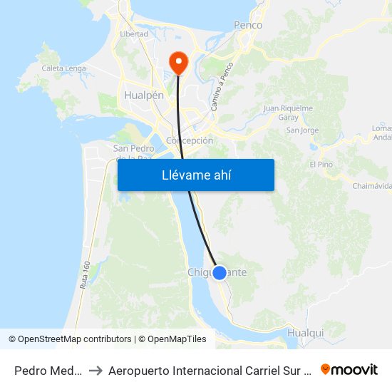 Pedro Medina to Aeropuerto Internacional Carriel Sur - CCP map