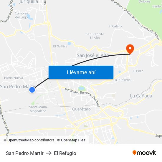 San Pedro Martir to El Refugio map