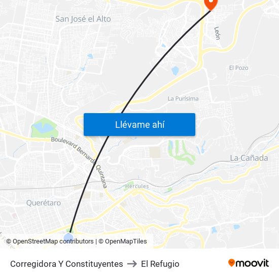 Corregidora Y Constituyentes to El Refugio map