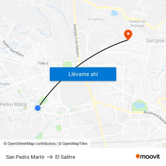 San Pedro Martir to El Salitre map