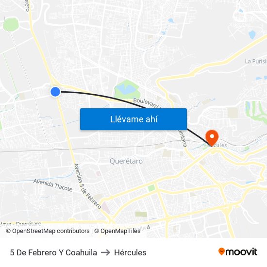 5 De Febrero Y Coahuila to Hércules map