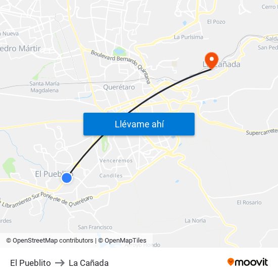 El Pueblito to La Cañada map
