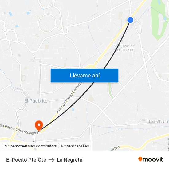 El Pocito Pte-Ote to La Negreta map