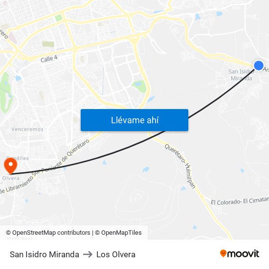 San Isidro Miranda to Los Olvera map