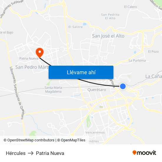 Hércules to Patria Nueva map