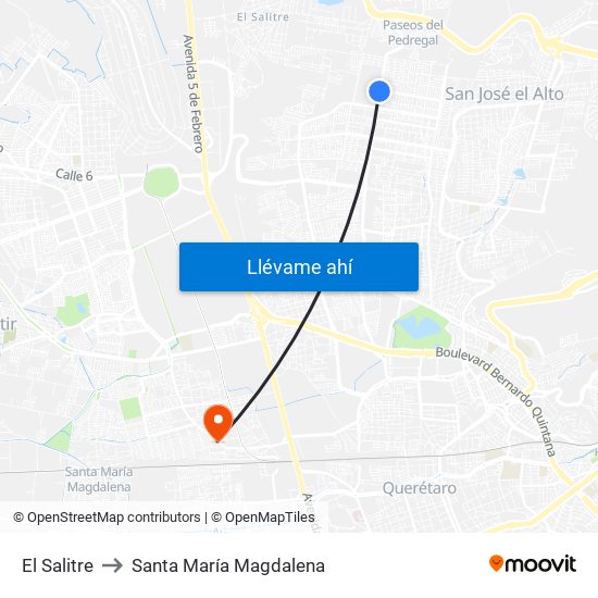El Salitre to Santa María Magdalena map