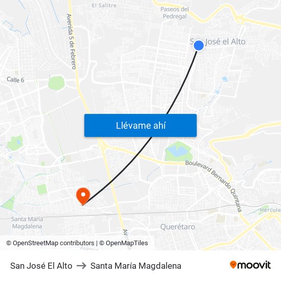 San José El Alto to Santa María Magdalena map