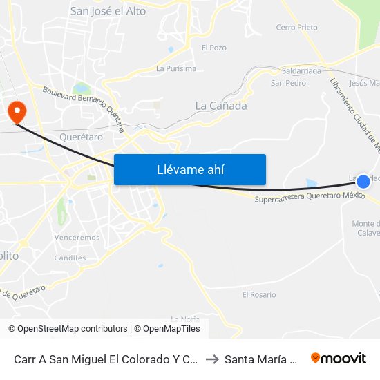 Carr A San Miguel El Colorado Y Calle San Juan Del Río to Santa María Magdalena map