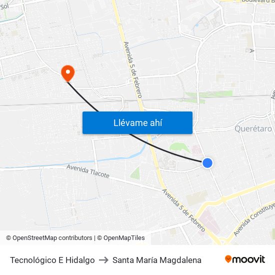 Tecnológico E Hidalgo to Santa María Magdalena map