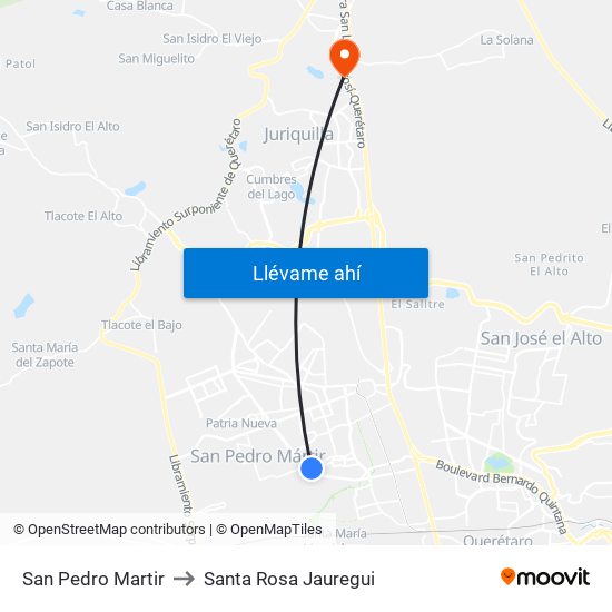 San Pedro Martir to Santa Rosa Jauregui map