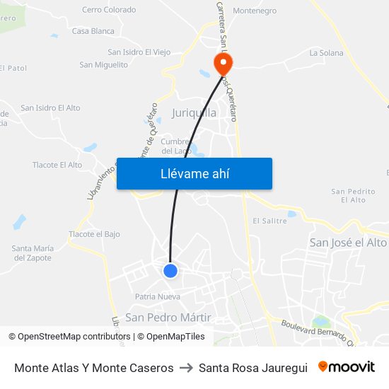 Monte Atlas Y Monte Caseros to Santa Rosa Jauregui map