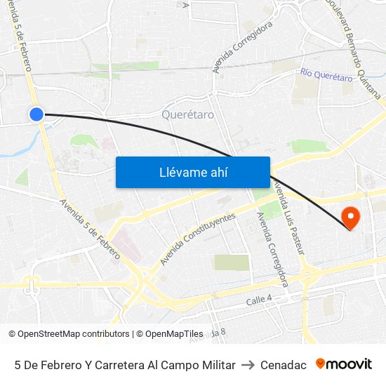 5 De Febrero Y Carretera Al Campo Militar to Cenadac map