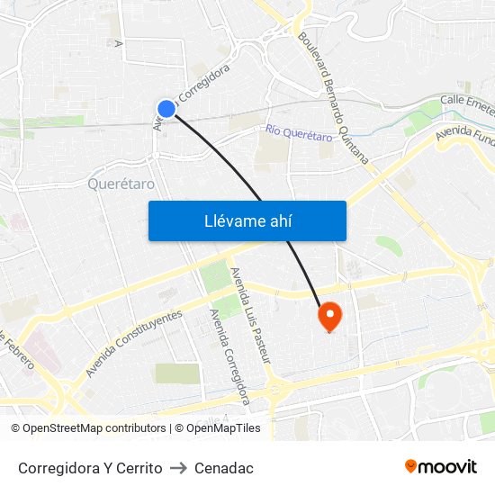 Corregidora Y Cerrito to Cenadac map