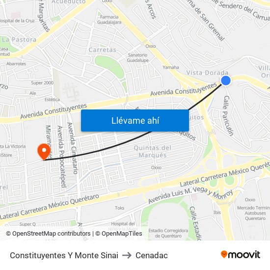 Constituyentes Y Monte Sinai to Cenadac map