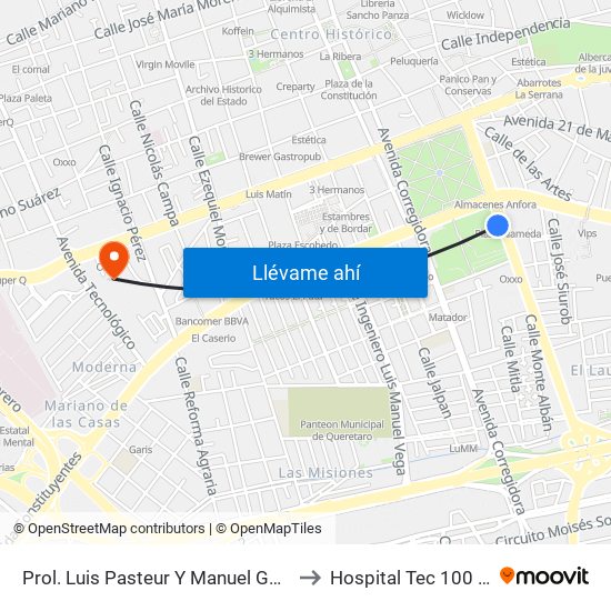 Prol. Luis Pasteur Y Manuel Gomez Morin to Hospital Tec 100 Torre 3 map