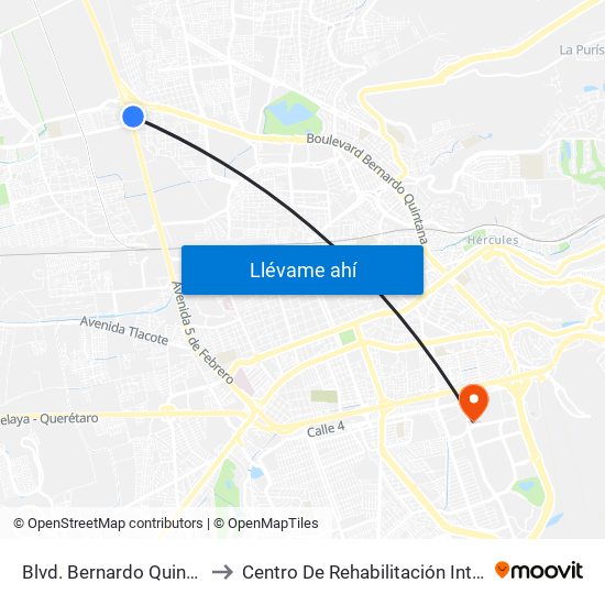 Blvd. Bernardo Quintana Y 5 De Febrero to Centro De Rehabilitación Integral De Querétaro (Criq) map