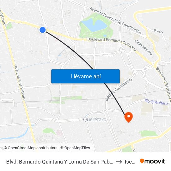 Blvd. Bernardo Quintana Y Loma De San Pablo to Iscca map