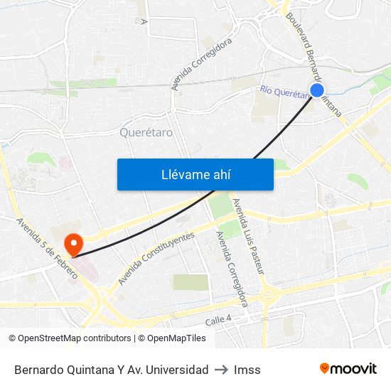 Bernardo Quintana Y Av. Universidad to Imss map