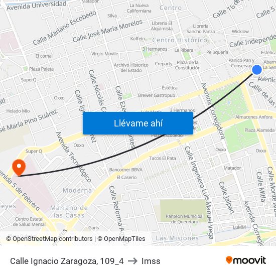 Calle Ignacio Zaragoza, 109_4 to Imss map