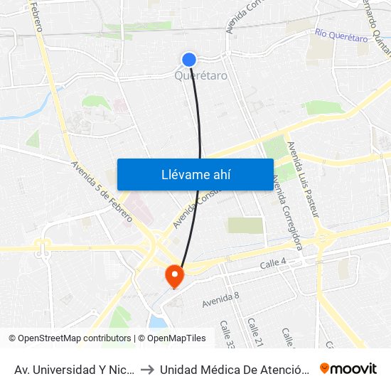 Av. Universidad Y Nicolas Bravo to Unidad Médica De Atención Ambulatoria map