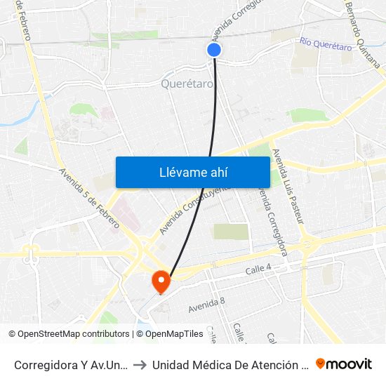 Corregidora Y Av.Universidad to Unidad Médica De Atención Ambulatoria map