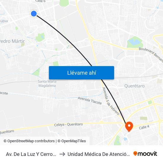 Av. De La Luz Y Cerro Del Capulín to Unidad Médica De Atención Ambulatoria map