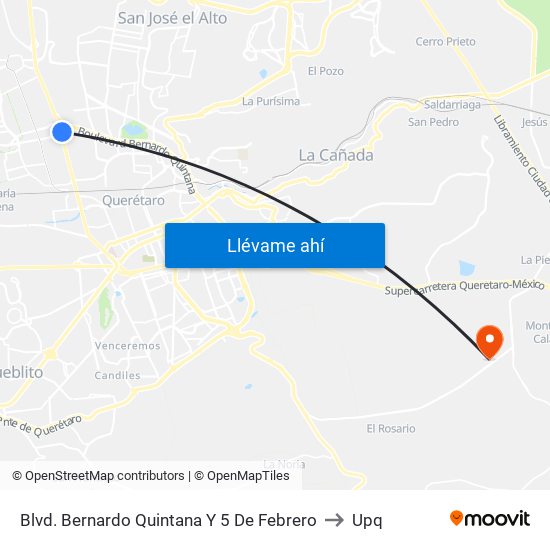 Blvd. Bernardo Quintana Y 5 De Febrero to Upq map