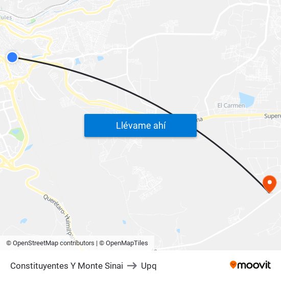 Constituyentes Y Monte Sinai to Upq map