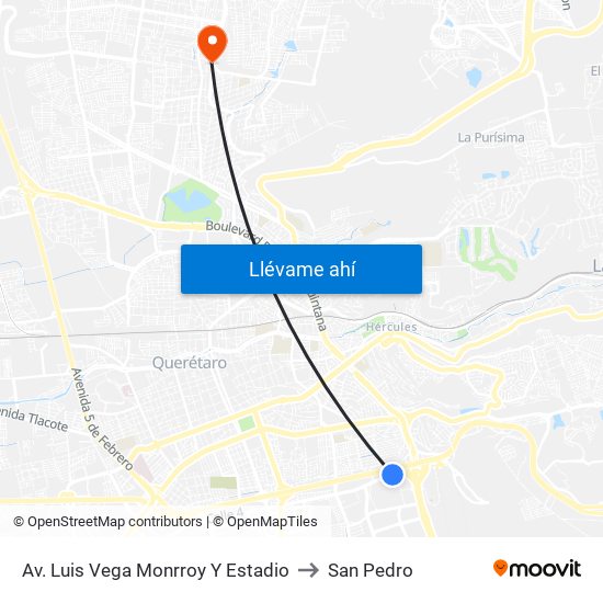 Av. Luis Vega Monrroy Y Estadio to San Pedro map